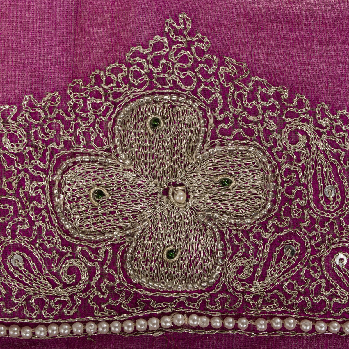 Sanskriti Vintage Hand Embroidered 1 Yard 4"W Sari Border Pure Chiffon Pink Lace