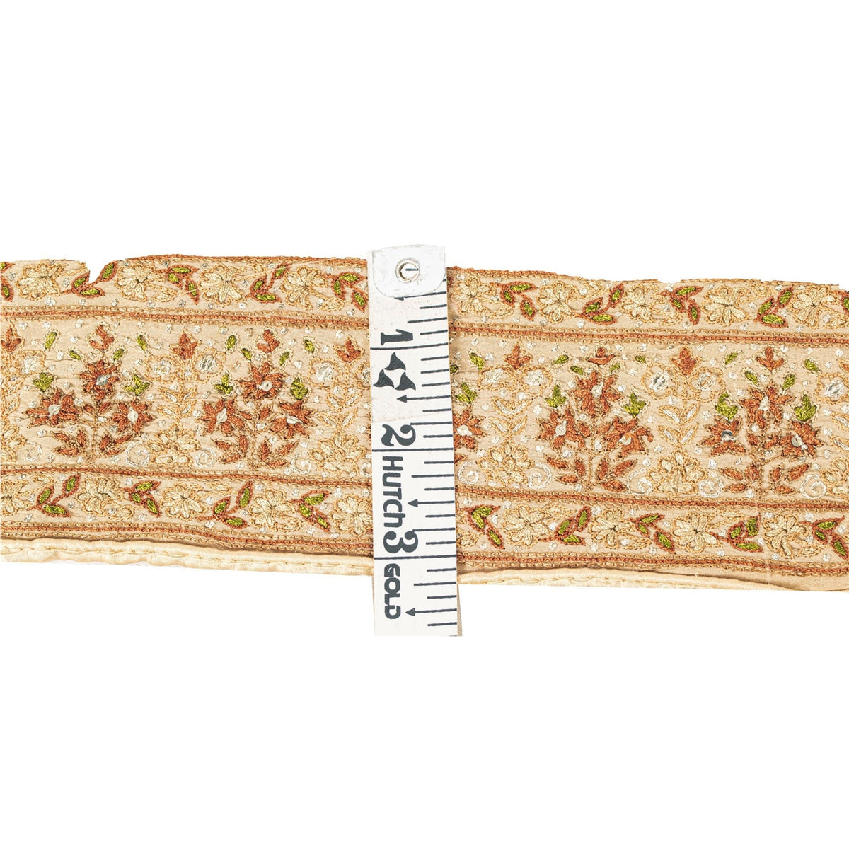 Sanskriti Vintage Embroidered 1 Yard Sari Border Pure Crepe Sewing Cream Lace