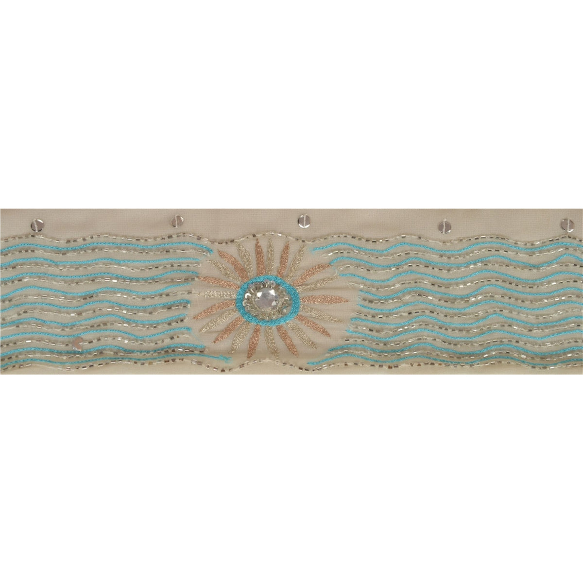 Sanskriti Vintage Embroidery 1 Yard Sari Border Georgette Trim Cream Sewing Lace