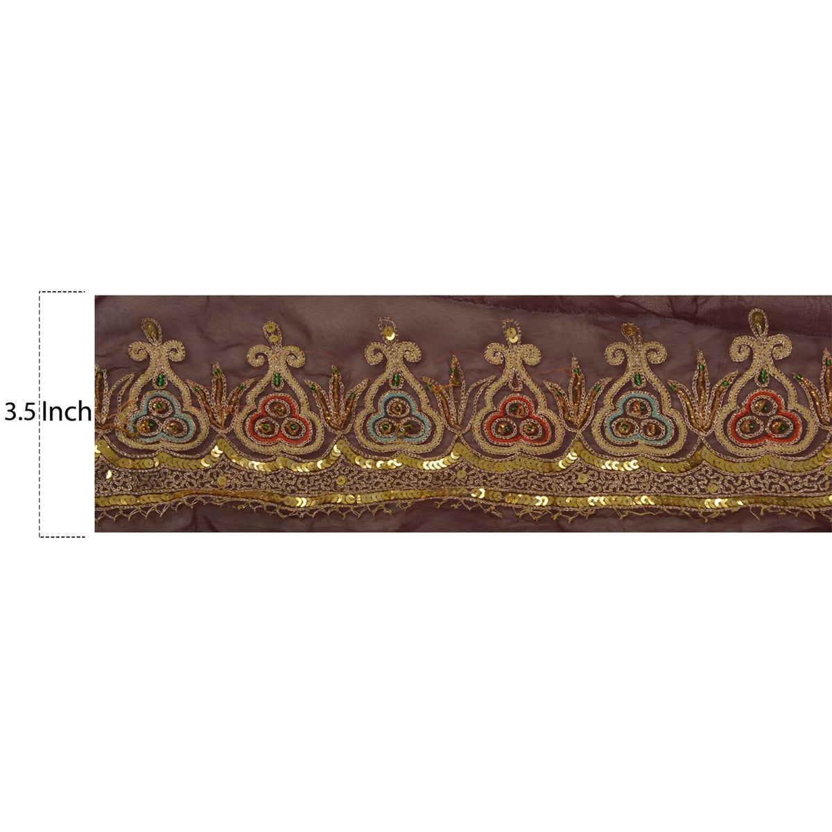Sanskriti Vintage Hand Embroidered 1 Yd Sari Border Georgette Purple Craft Lace