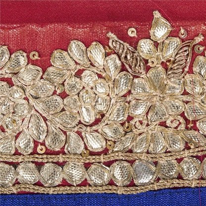 Sanskriti Vintage Hand Embroidered Gota Patti 1Yd Sari Border Red Georgette Lace