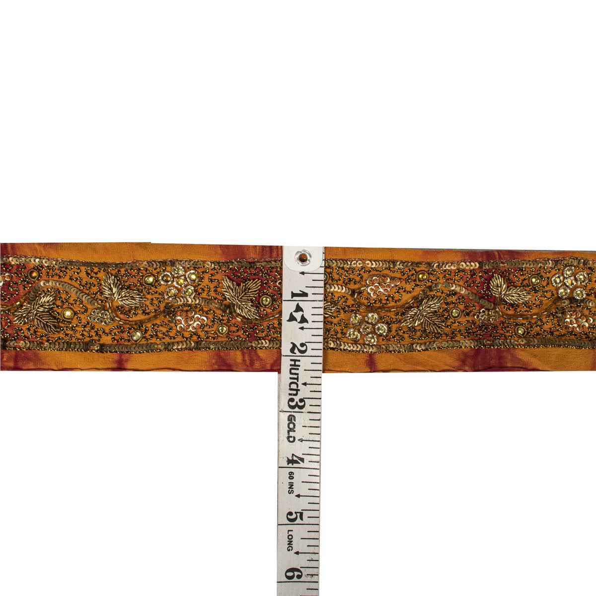 Sanskriti Vintage Hand Embroidered 1 Yd Sari Border Pure Silk Saffron Craft Lace