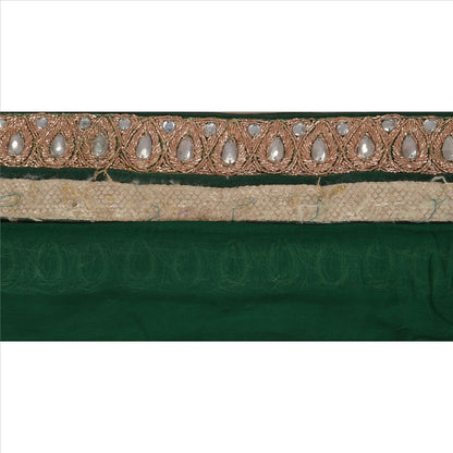 Sanskriti Vintage Hand Embroidered Art Silk Sari Border 1 Yard 3"W Green Lace