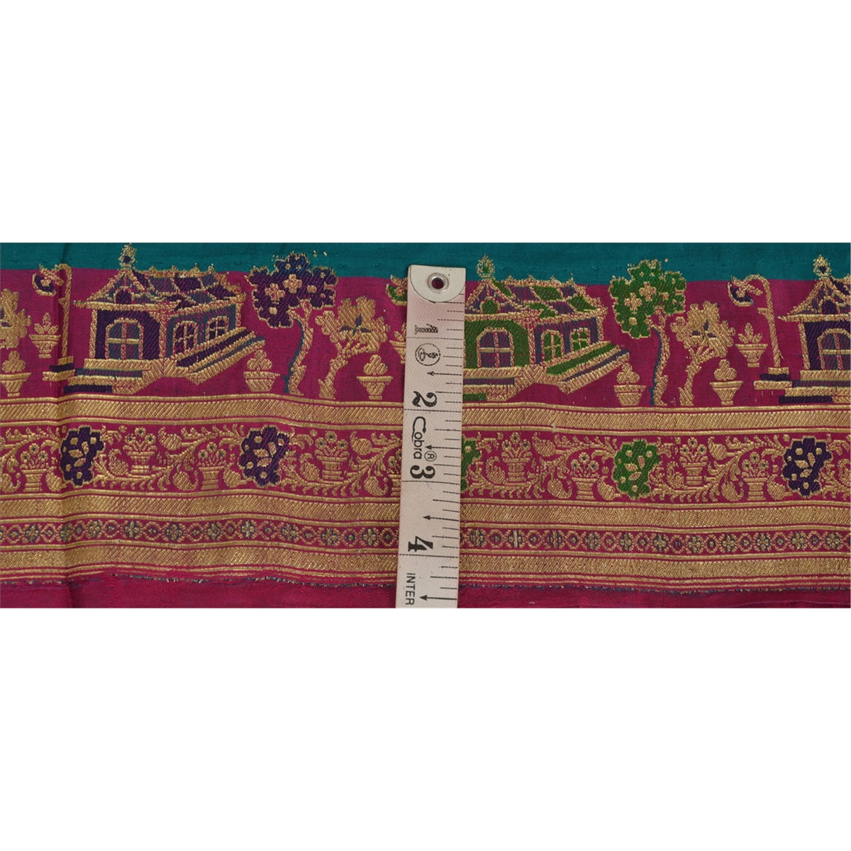 Sanskriti Vintage Brocade Zari Woven Pure Satin Sari Border 1 Yard Purple Lace