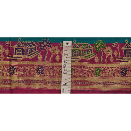 Sanskriti Vintage Brocade Zari Woven Pure Satin Sari Border 1 Yard Purple Lace