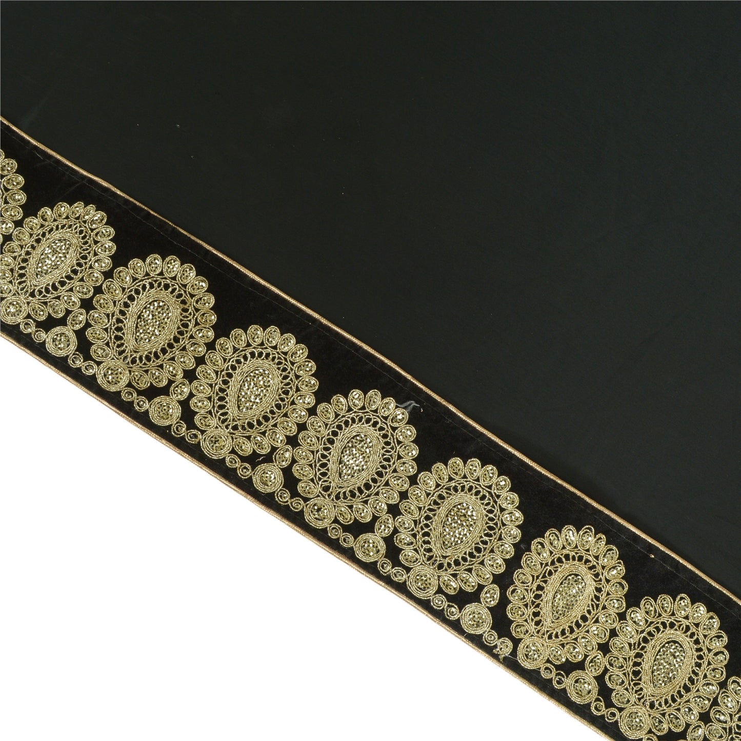 Sanskriti Embroidered Dress Border 1 YD Trim Ribbon Black Craft Decor Lace