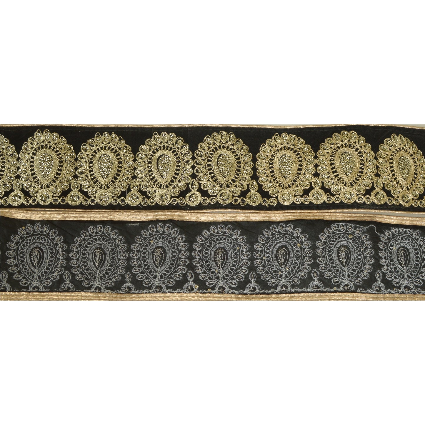 Sanskriti Embroidered Dress Border 1 YD Trim Ribbon Black Craft Decor Lace