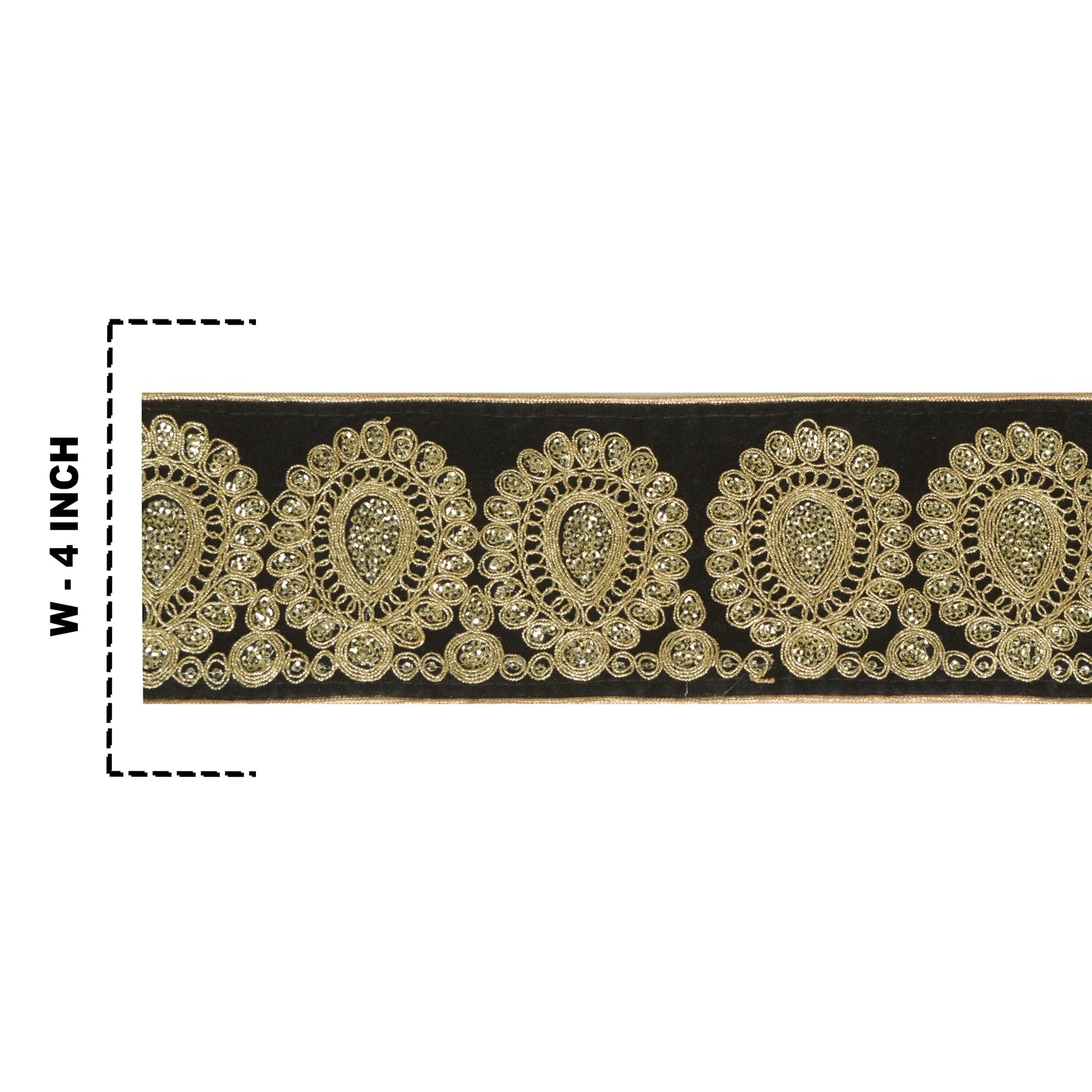 Sanskriti Vintage Embroidered Dress Border 1 Yd Trim Ribbon Black Craft Decor Lace