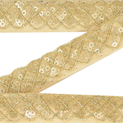 Sanskriti Indian Embroidered Prom Dress Border 1 YD Trim Golden Craft Lace