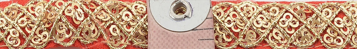 Sanskriti Broderet Gallakjole Kant 1 YD Kant Rød Håndlavet Blonde Pailletter Arbejde