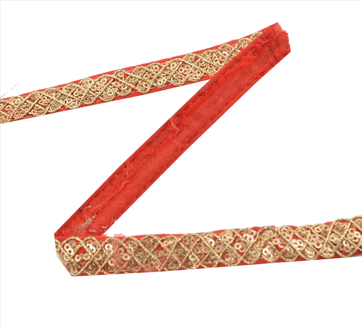 Sanskriti Broderet Gallakjole Kant 1 YD Kant Rød Håndlavet Blonde Pailletter Arbejde