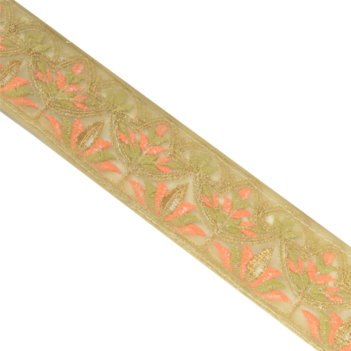 Sanskriti Indian Embroidered Prom Dress Border 1 YD Trim Beige Craft Decor Lace