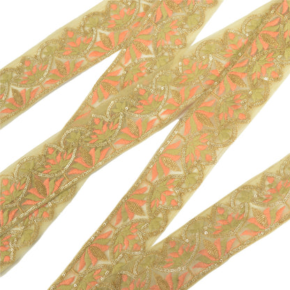 Sanskriti Indian Embroidered Prom Dress Border 1 YD Trim Beige Craft Decor Lace