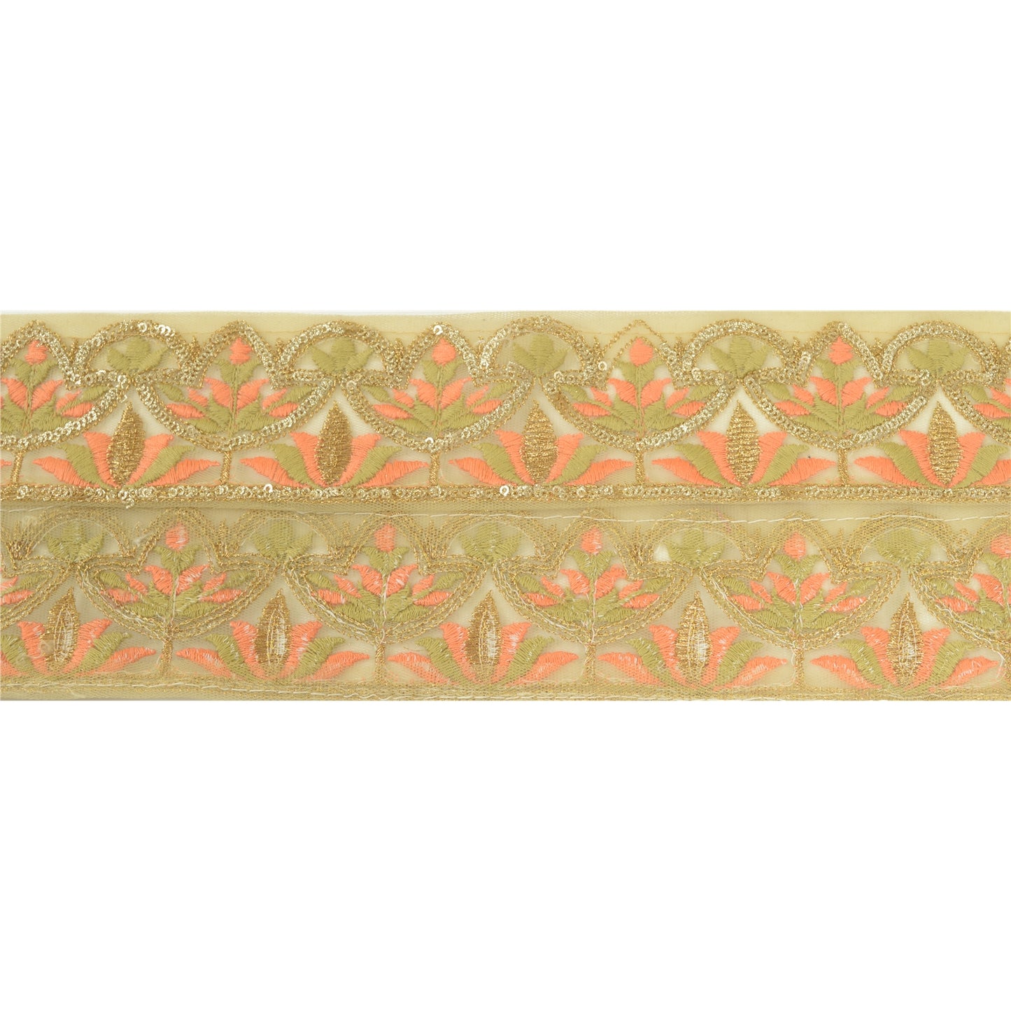 Sanskriti Indian Embroidered Prom Dress Border 1 YD Trim Beige Craft Decor Lace