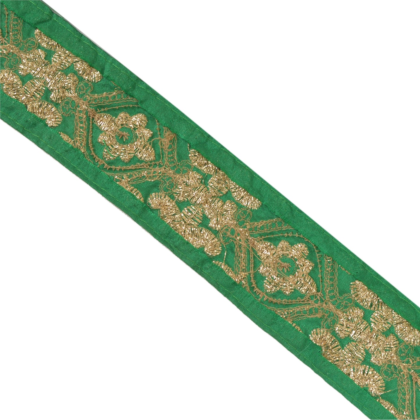 Sanskriti Hand Beaded Prom Dress Border 1 YD Trim Green Craft Lace Pearl Beads