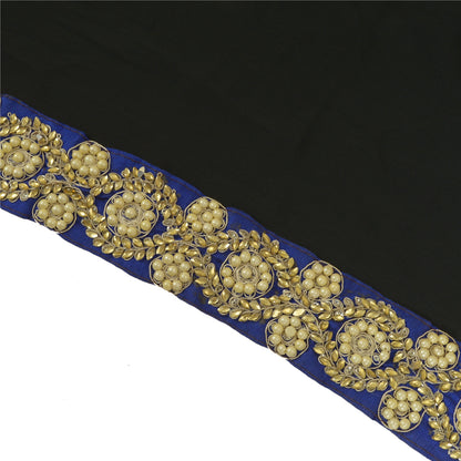 Sanskriti Hand Beaded Prom Dress Border 1 YD Trim Black Craft Pearl Beads Lace