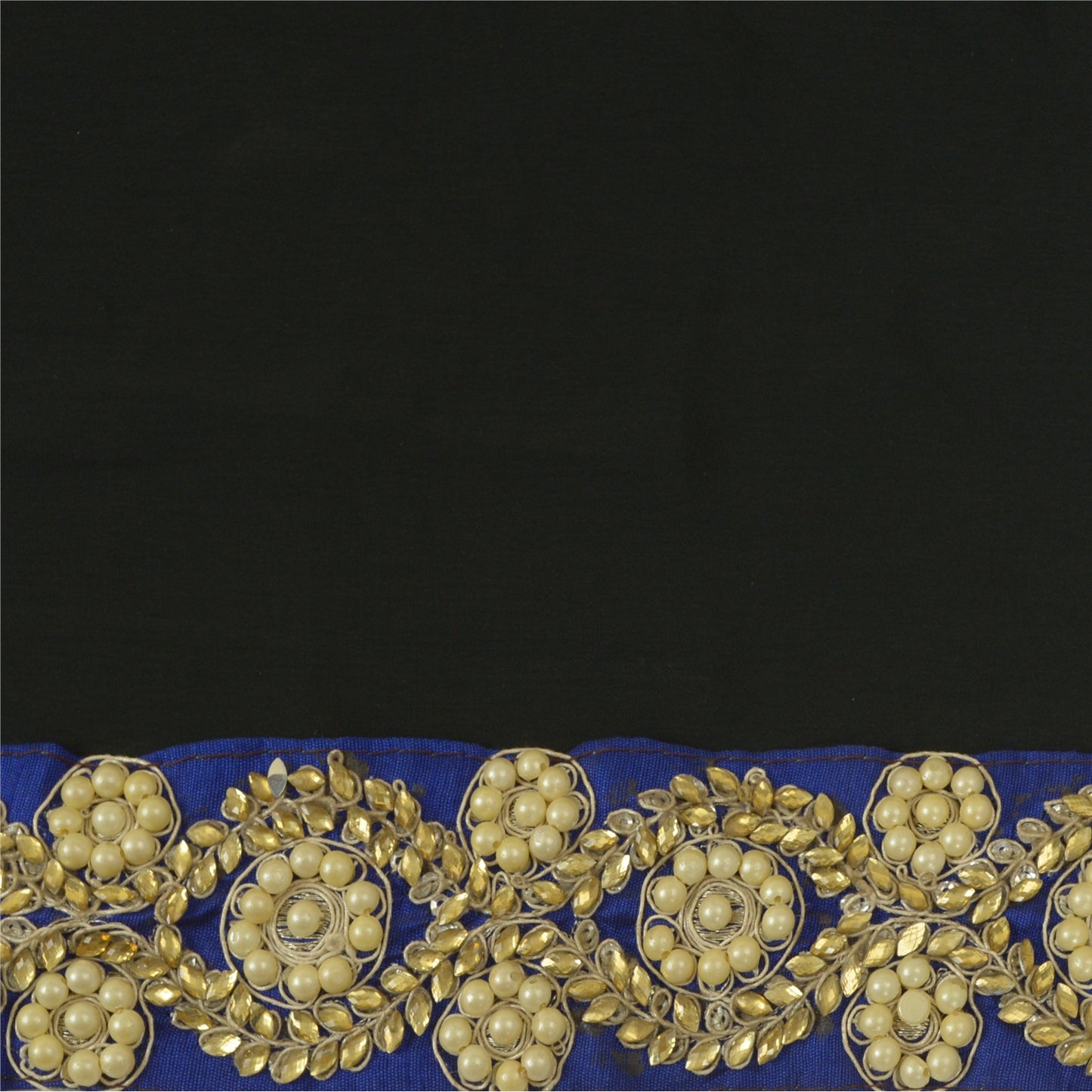 Sanskriti Hand Beaded Prom Dress Border 1 YD Trim Black Craft Pearl Beads Lace