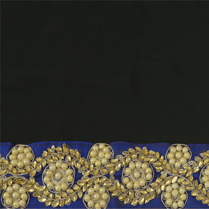 Sanskriti Hand Beaded Prom Dress Border 1 YD Trim Black Craft Pearl Beads Lace