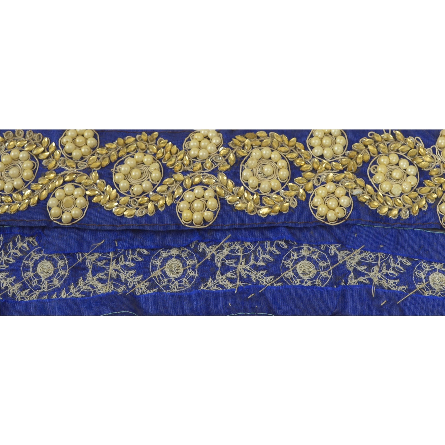 Sanskriti Hand Beaded Prom Dress Border 1 YD Trim Black Craft Pearl Beads Lace