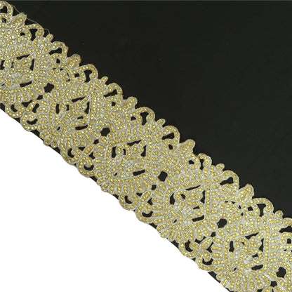 Sanskriti Hand Beaded Prom Dress Bridal Border 1 YD Trim Silver Craft Lace Pearl