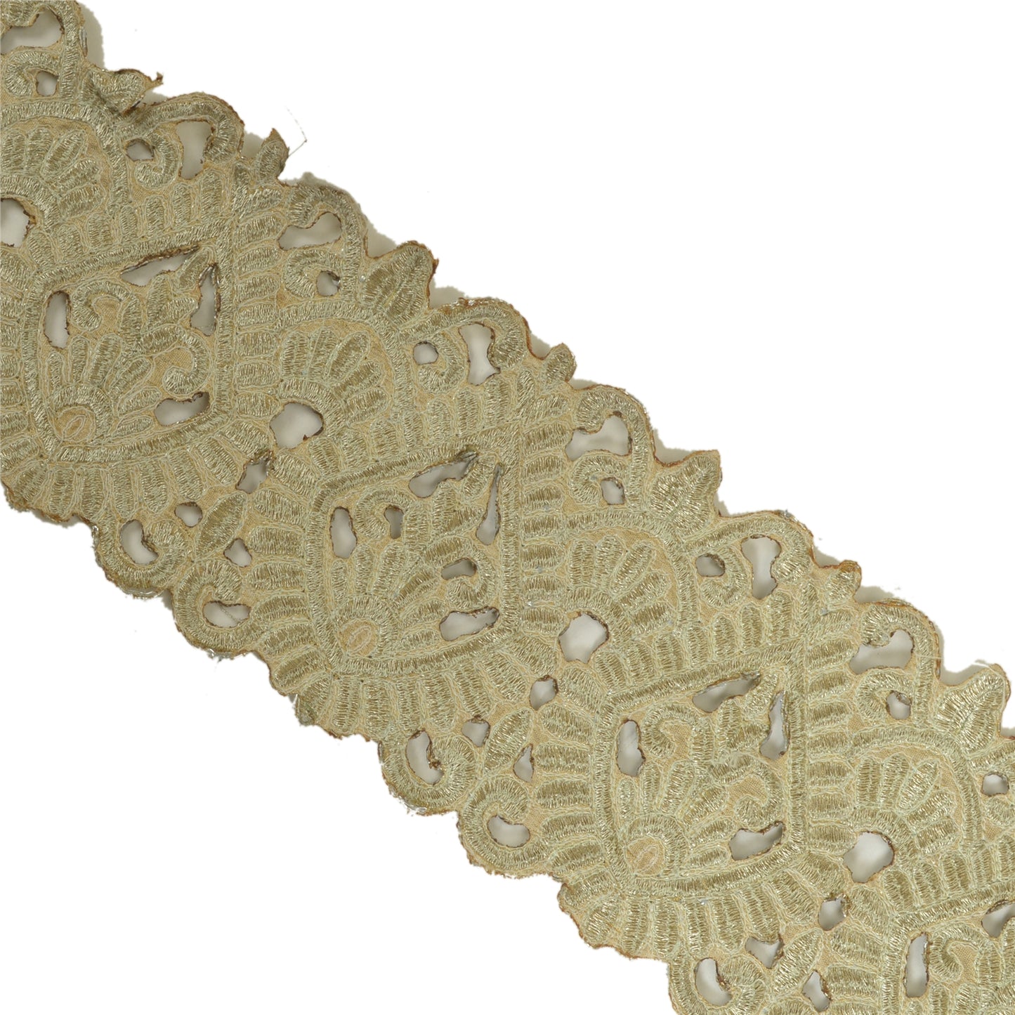 Sanskriti Hand Beaded Prom Dress Bridal Border 1 YD Trim Silver Craft Lace Pearl