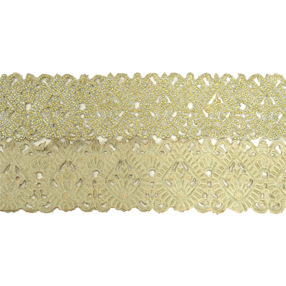 Sanskriti Hand Beaded Prom Dress Bridal Border 1 YD Trim Silver Craft Lace Pearl