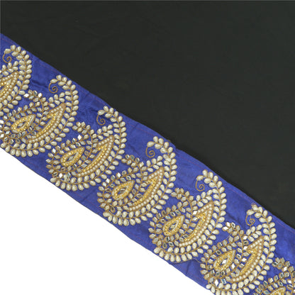 Sanskriti Hand Beaded Prom Dress Border 1 Yard Trim Purple Craft Lace Mirrors