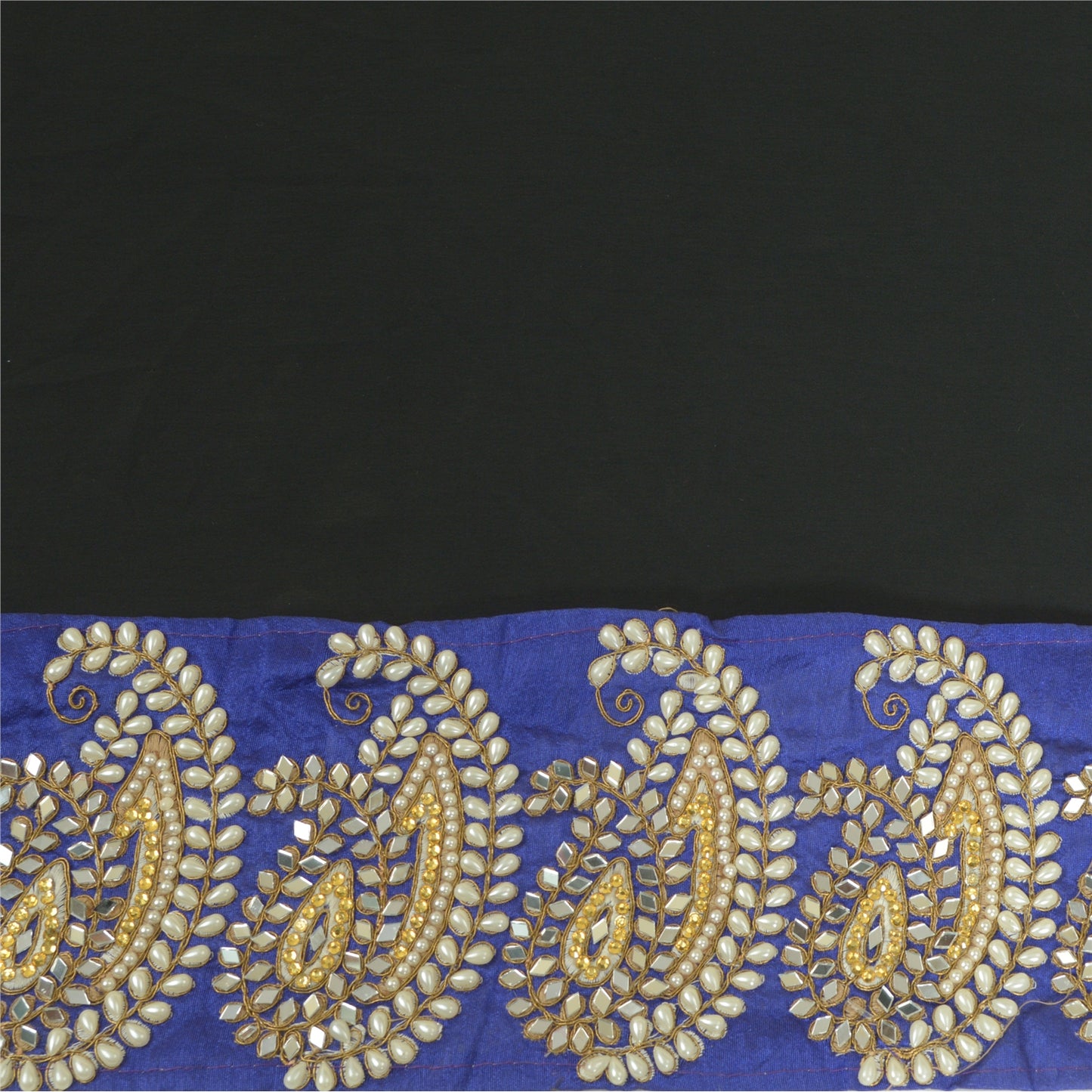 Sanskriti Hand Beaded Prom Dress Border 1 Yard Trim Purple Craft Lace Mirrors