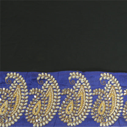 Sanskriti Hand Beaded Prom Dress Border 1 Yard Trim Purple Craft Lace Mirrors