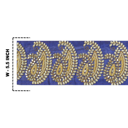 Sanskriti Hand Beaded Prom Dress Border 1 Yard Trim Purple Craft Lace Mirrors