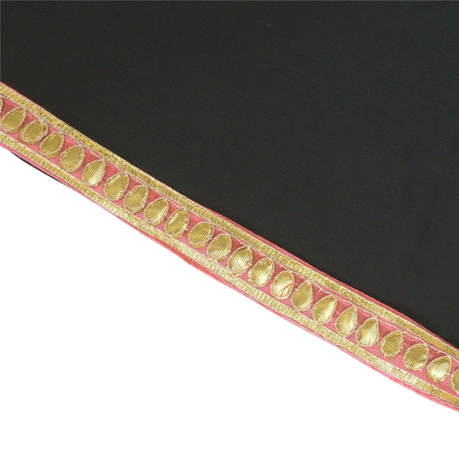 Sanskriti Vintage Pink & Gold Gota Patti Trim Embroidered Sari Border Art Silk Lace 1Yd by