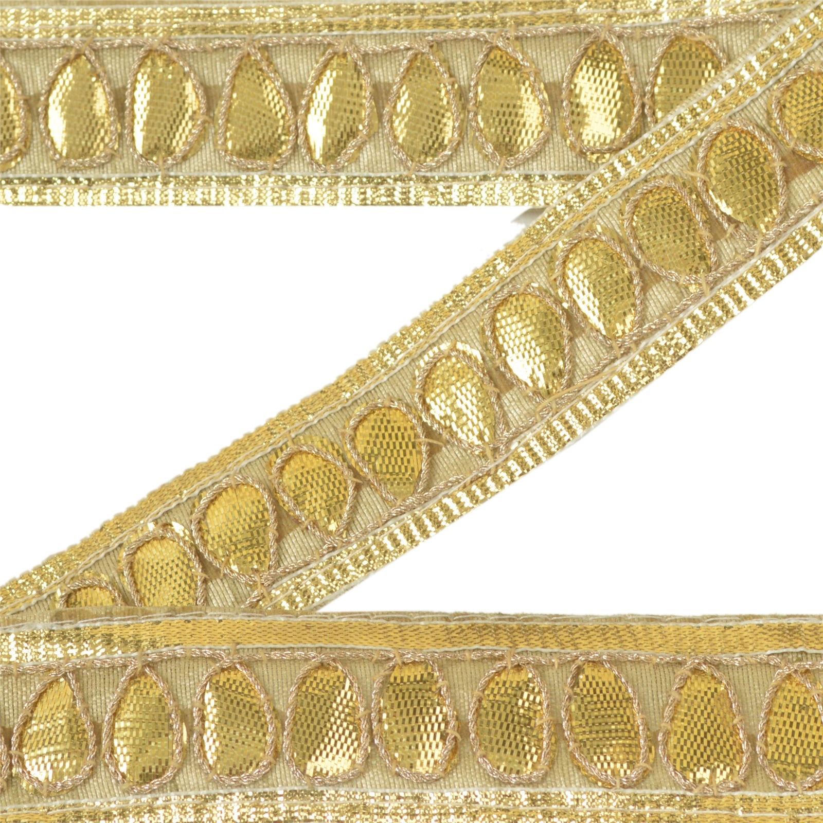 Sanskriti Broderet Gallakjole Kant 1 YD Kant Beige Håndlavet Blonde Gota Patti