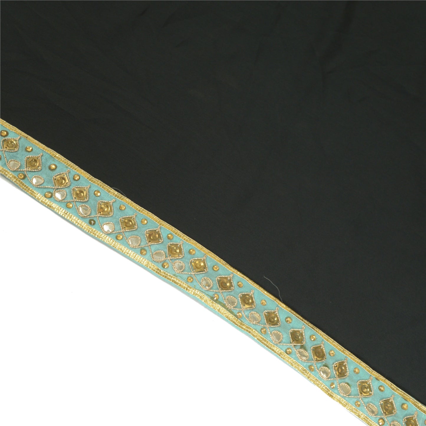 Sanskriti Indian Embroidered Prom Dress Border 1 YD Trim Blue Craft Lace