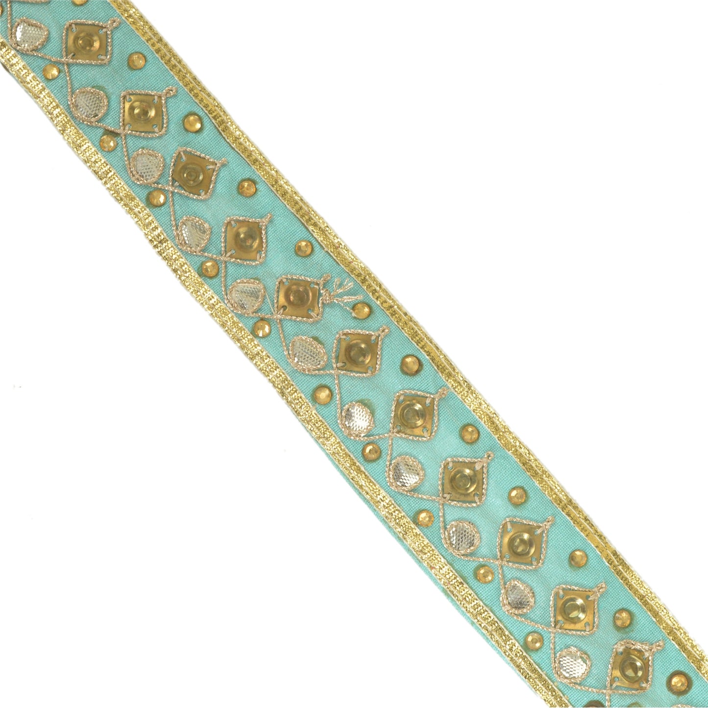 Sanskriti Indian Embroidered Prom Dress Border 1 YD Trim Blue Craft Lace