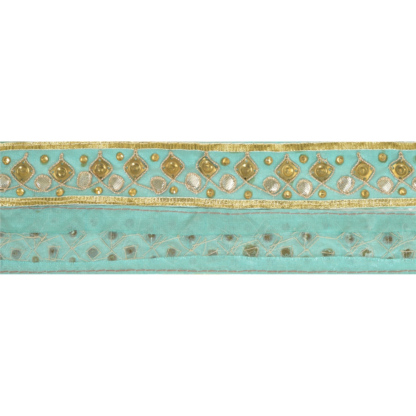 Sanskriti Indian Embroidered Prom Dress Border 1 YD Trim Blue Craft Lace