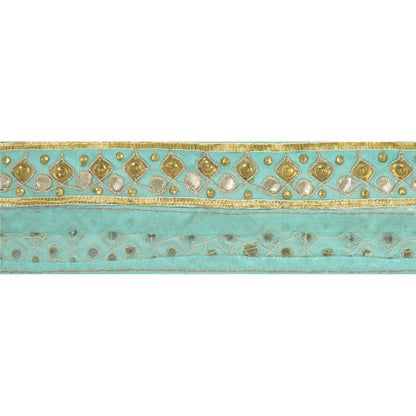 Sanskriti Indian Embroidered Prom Dress Border 1 YD Trim Blue Craft Lace