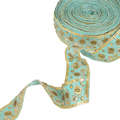 Sanskriti Indian Embroidered Prom Dress Border 1 YD Trim Blue Craft Lace