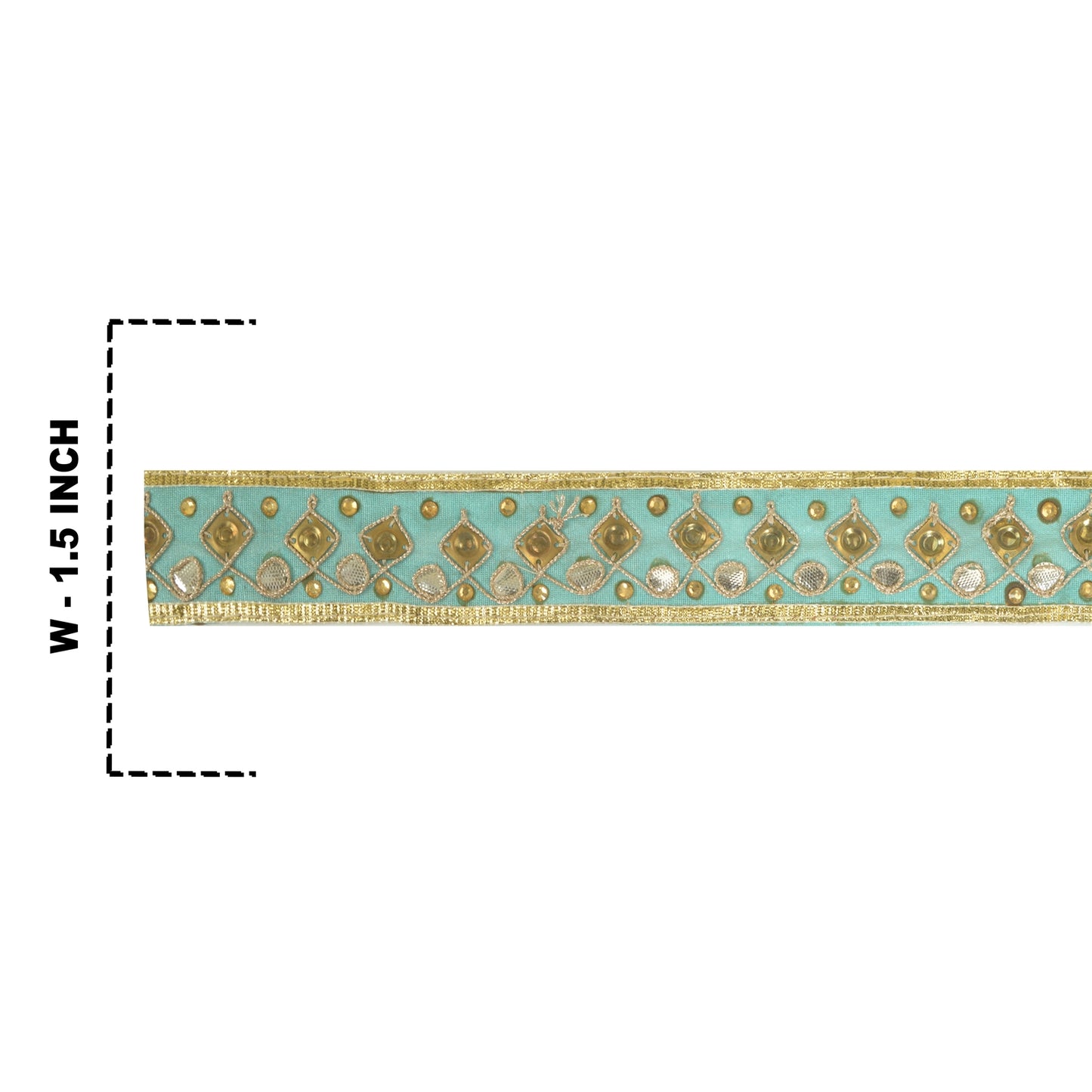 Sanskriti Indian Embroidered Prom Dress Border 1 YD Trim Blue Craft Lace