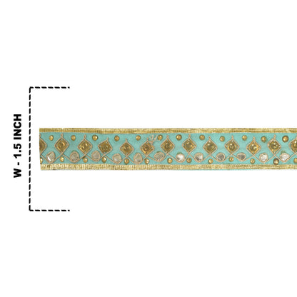 Sanskriti Indian Embroidered Prom Dress Border 1 YD Trim Blue Craft Lace