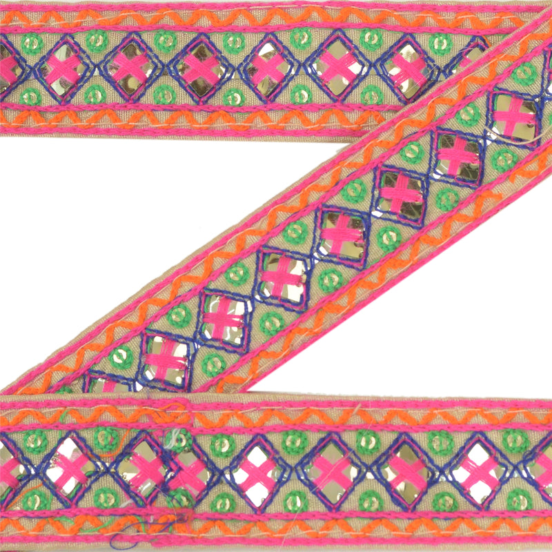 Sanskriti indisk broderet gallakjole kant 1 YD kant cremefarvet håndlavet blonde