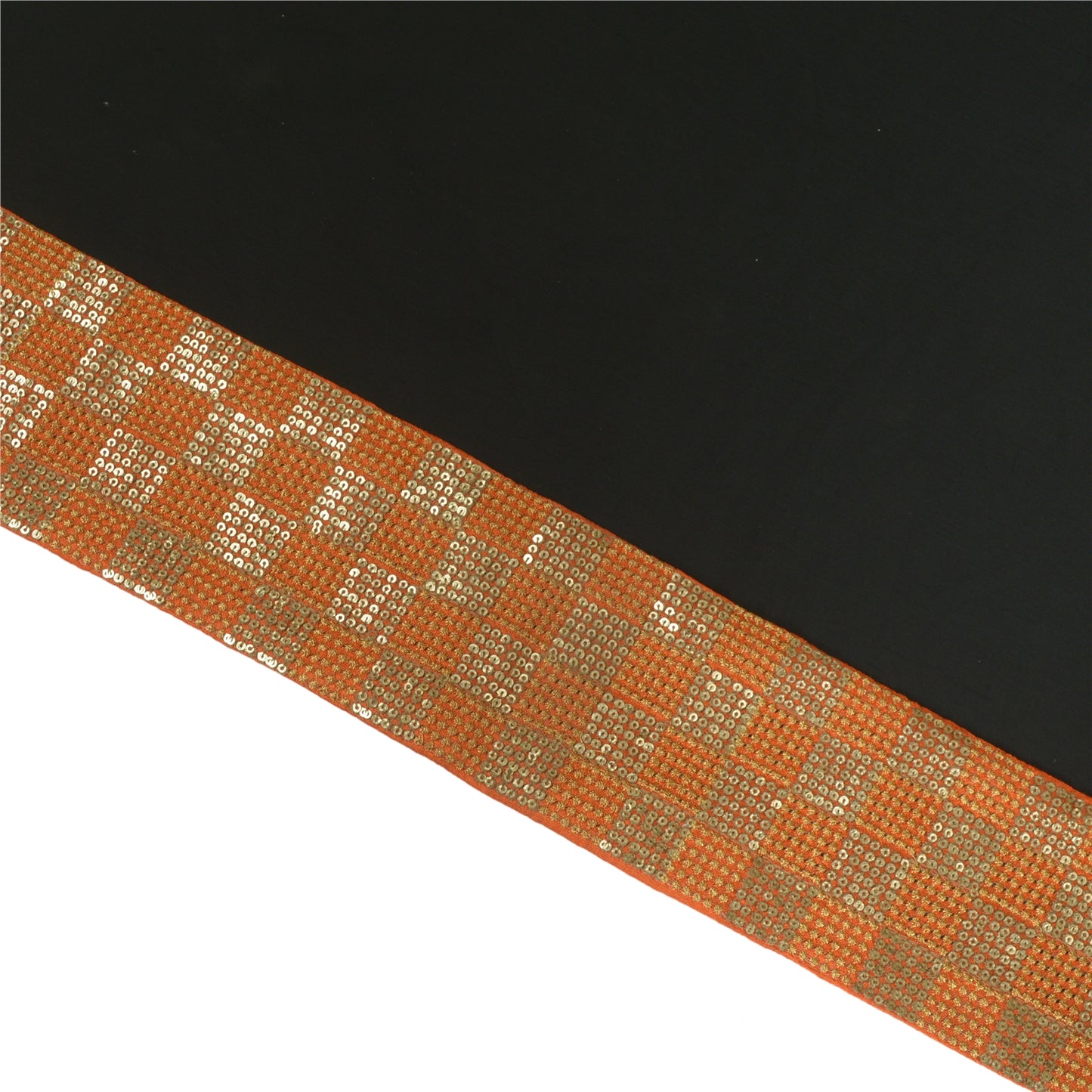 Sanskriti Indian Sparkle Embroidered Border 1 YD Trim Ribbon Orange Craft Lace