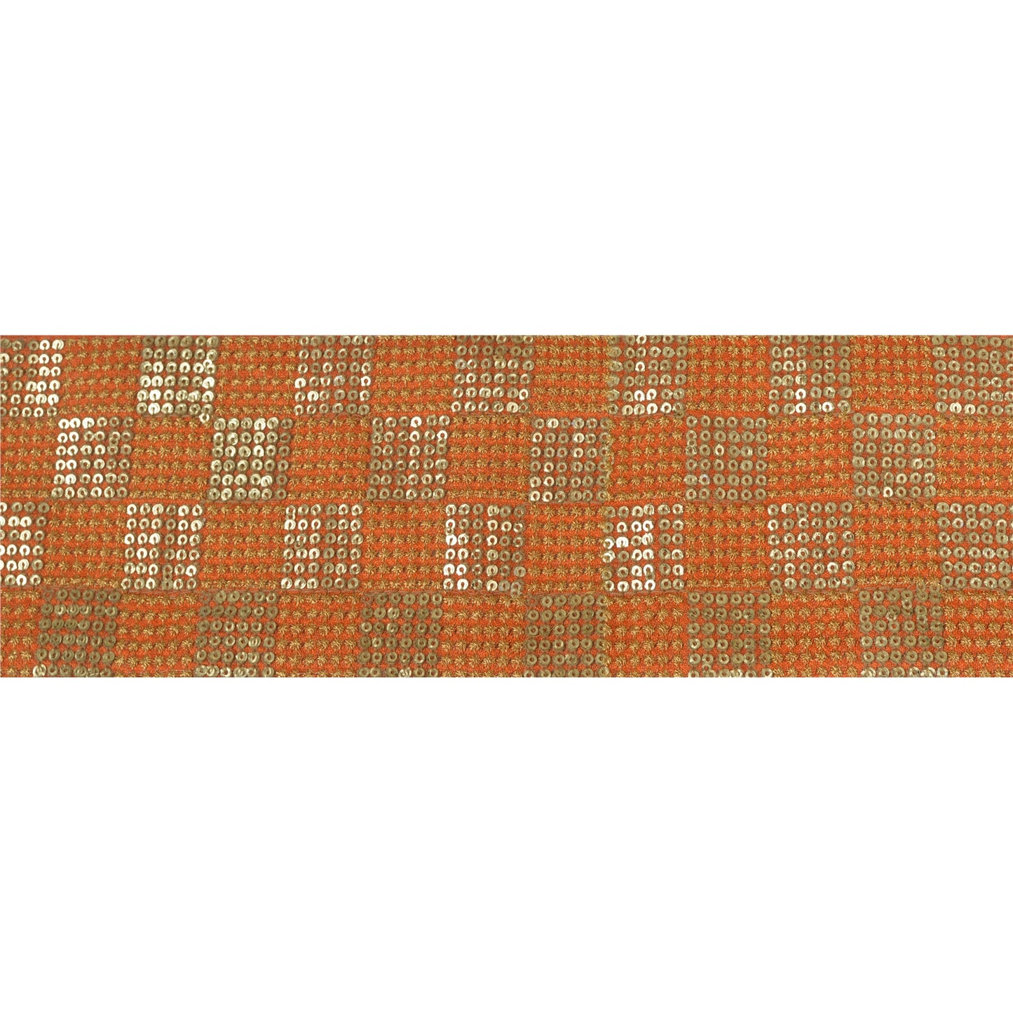 Sanskriti Indian Sparkle Embroidered Border 1 YD Trim Ribbon Orange Craft Lace