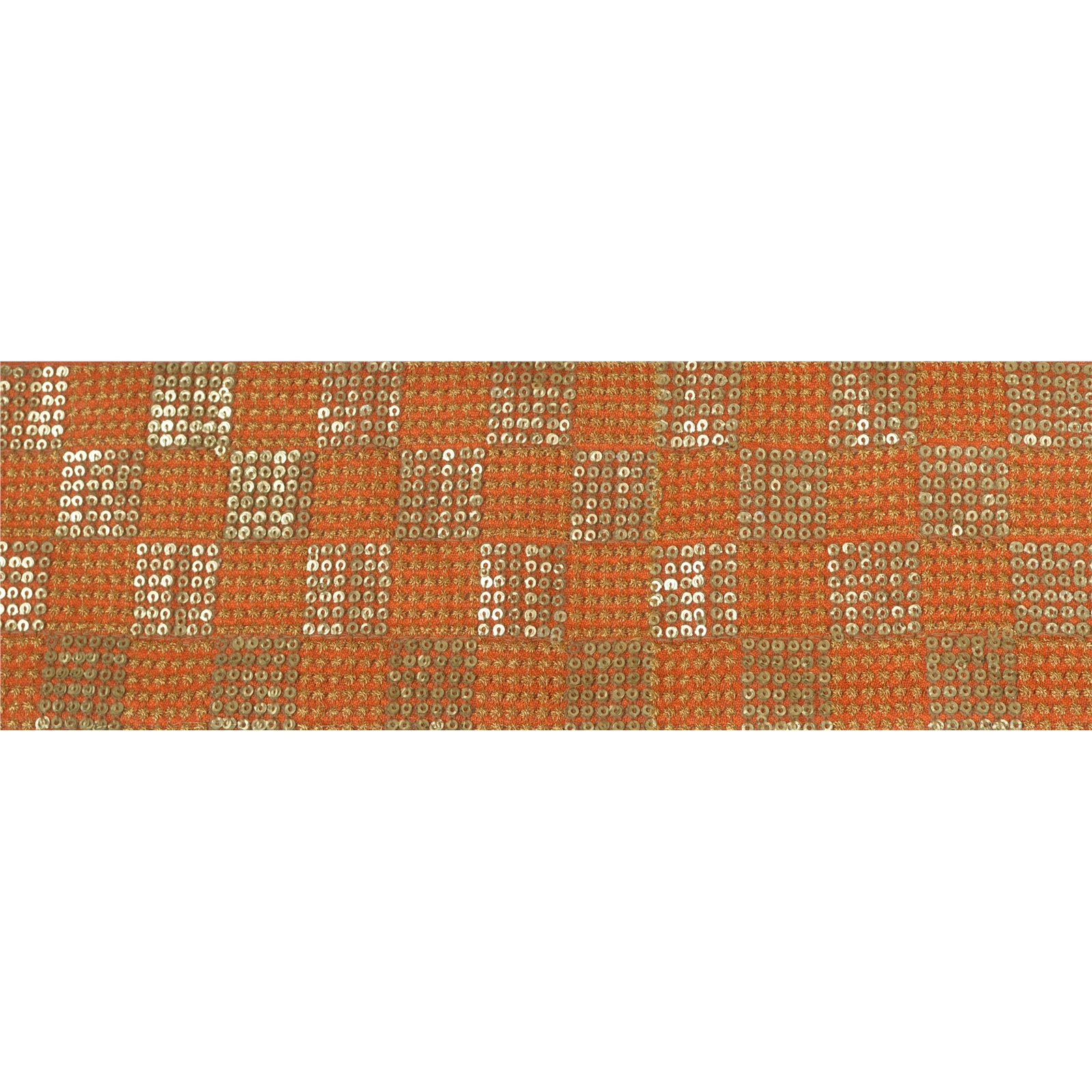 Sanskriti Indian Sparkle Embroidered Border 1 YD Trim Ribbon Orange Craft Lace