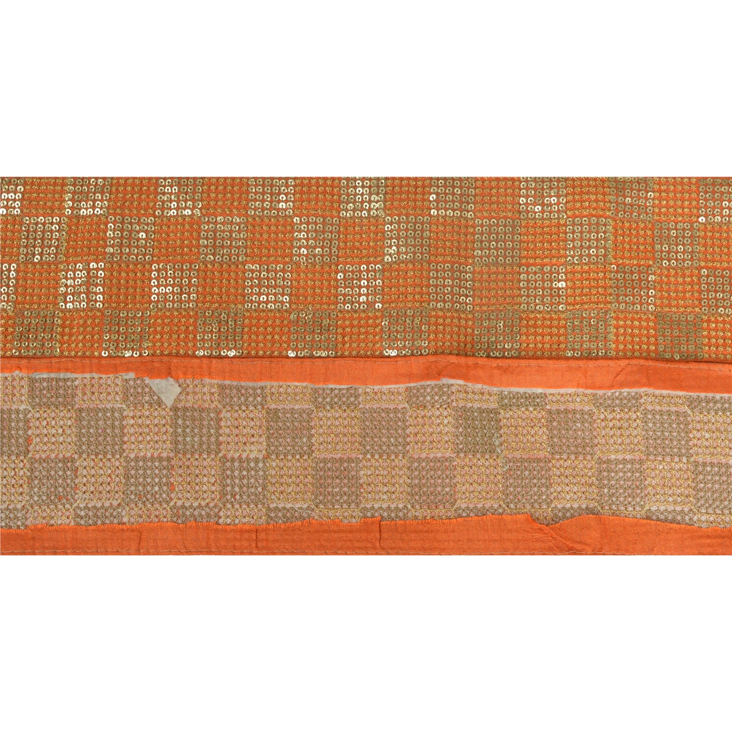 Sanskriti Indian Sparkle Embroidered Border 1 YD Trim Ribbon Orange Craft Lace