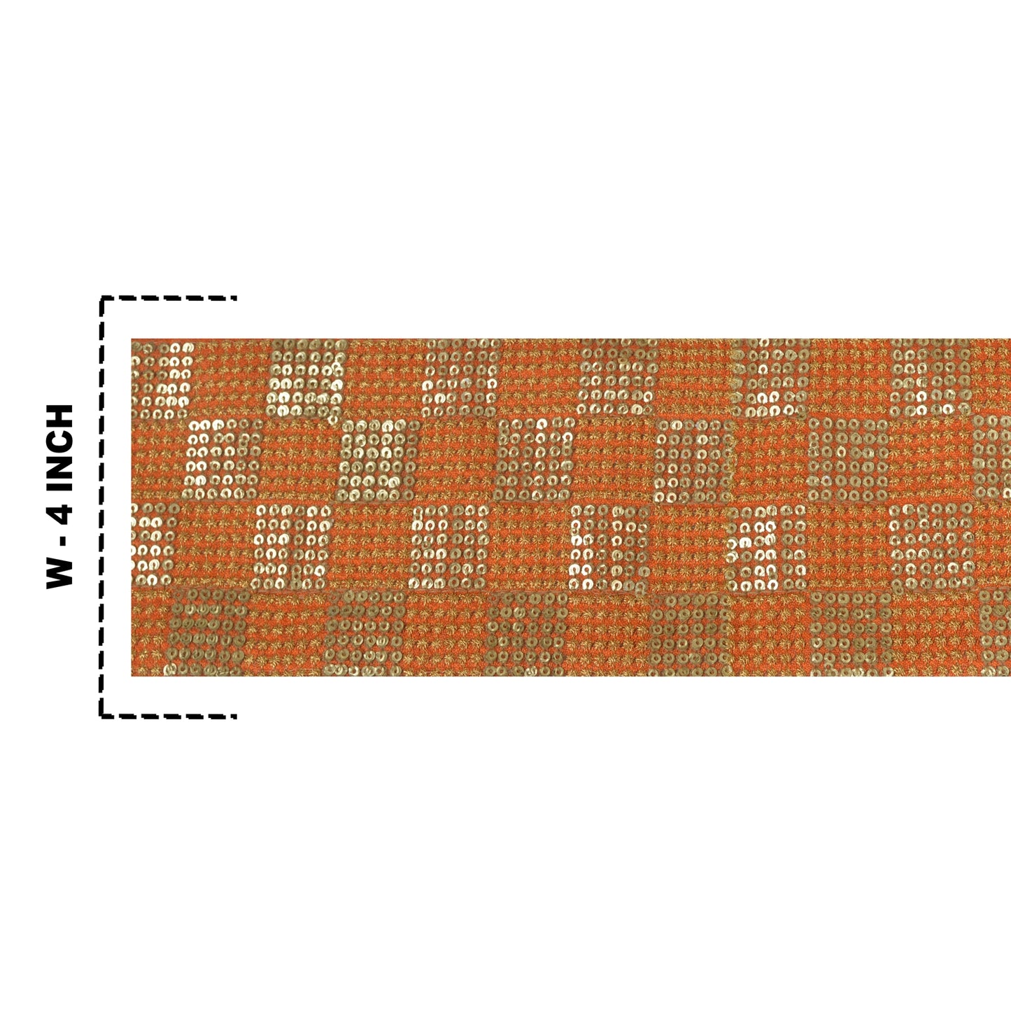 Sanskriti Indian Sparkle Embroidered Border 1 YD Trim Ribbon Orange Craft Lace