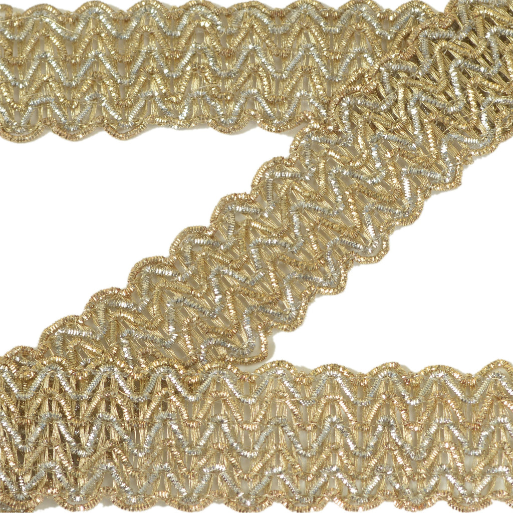 Sanskriti Indian Woven Prom Dress Border 1 YD Trim Golden Craft Lace Zari Work