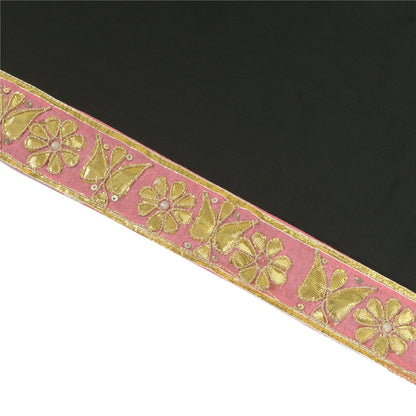 Sanskriti Hand Beaded Prom Dress Border 1 YD Trim Pink Craft Gota Patti Lace