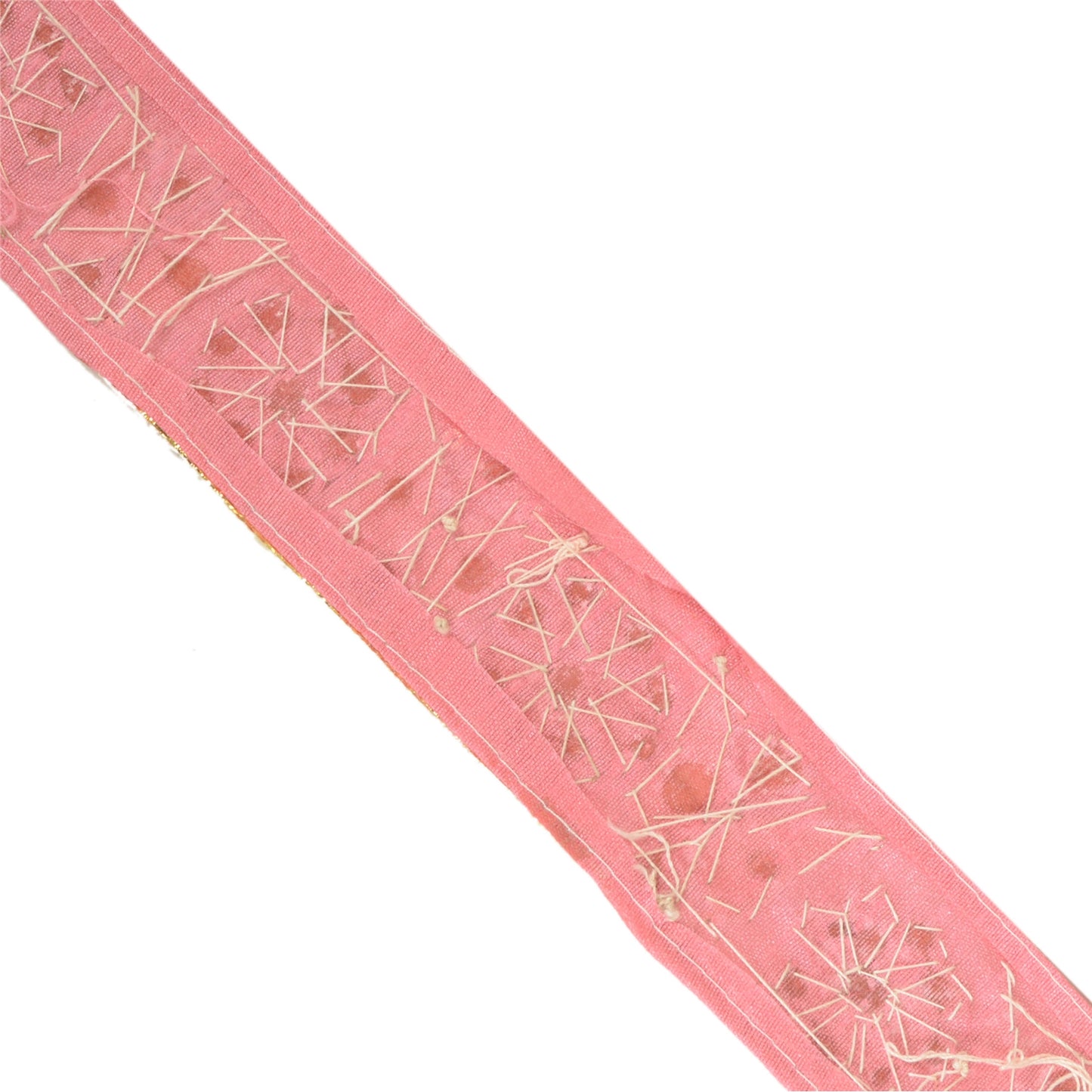 Sanskriti Hand Beaded Prom Dress Border 1 YD Trim Pink Craft Gota Patti Lace