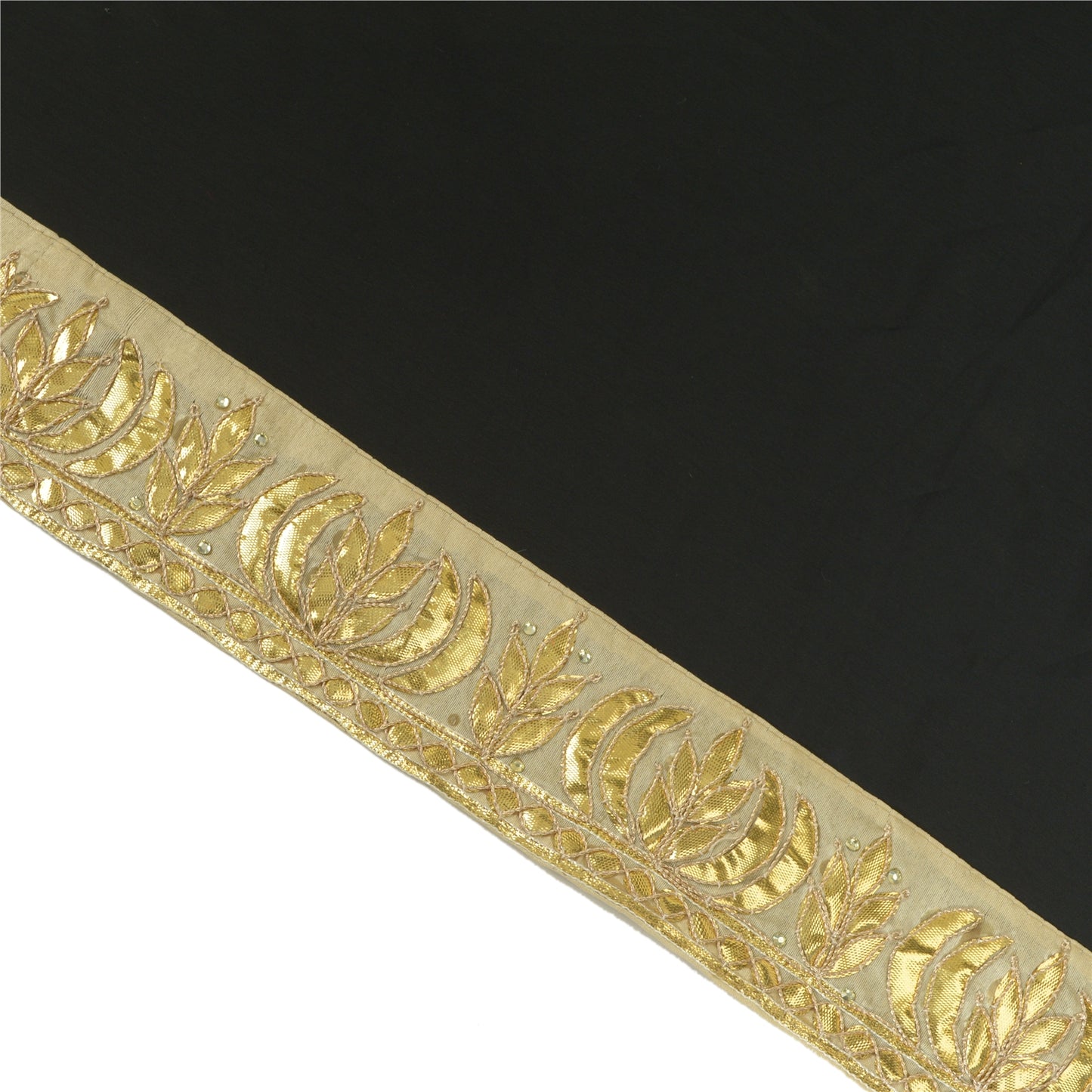 Sanskriti Hand Beaded Prom Dress Border 1 YD Trim Beige Craft Lace Gota Patti