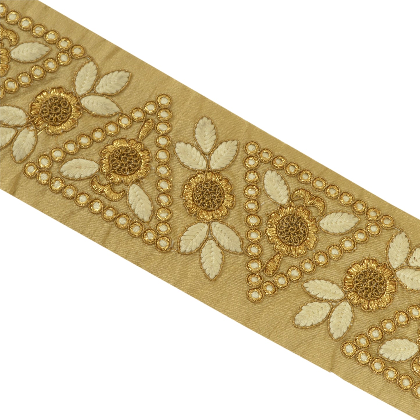 Sanskriti Indian Embroidered Prom Dress Border 1 YD Trim Craft Lace Golden Work